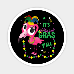 Flamingo Mardi Gras Beads Magnet